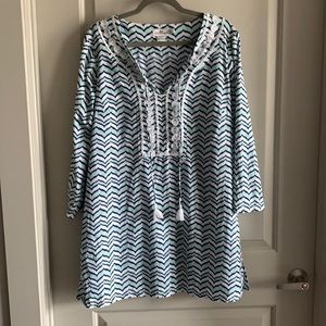 Vineyard Vines Blue Cover-Up with Tassels.